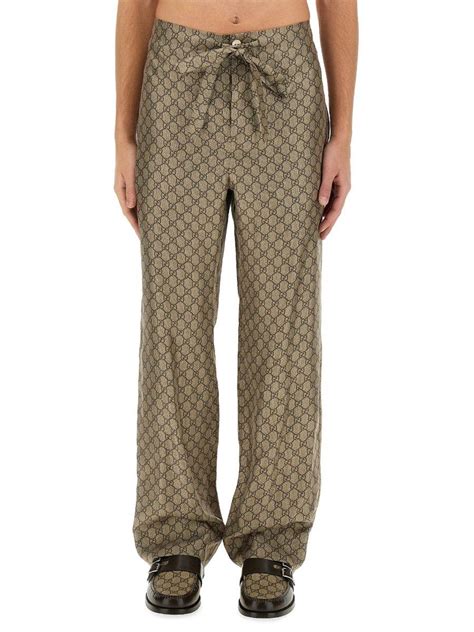 gucci pajama pants fuzzy white|GUCCI GG Supreme printed silk.